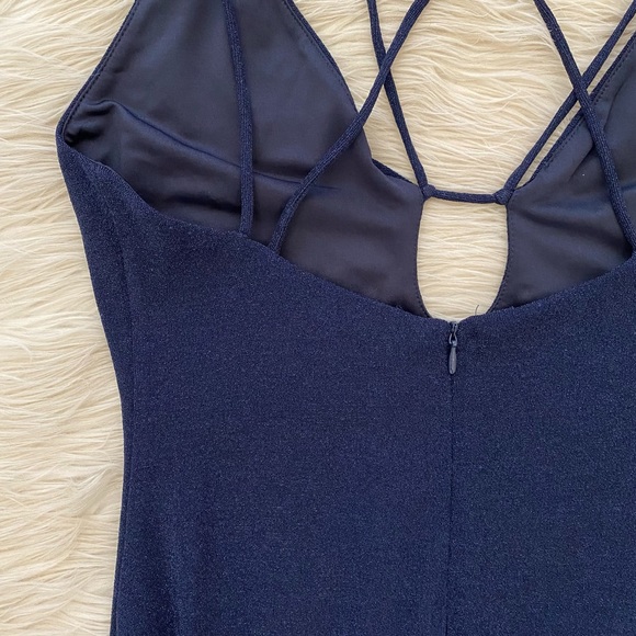 MISHA Collection Blue Metallic Sleeveless Strappy Veronika Cutout Midi Dress - Picture 10 of 13